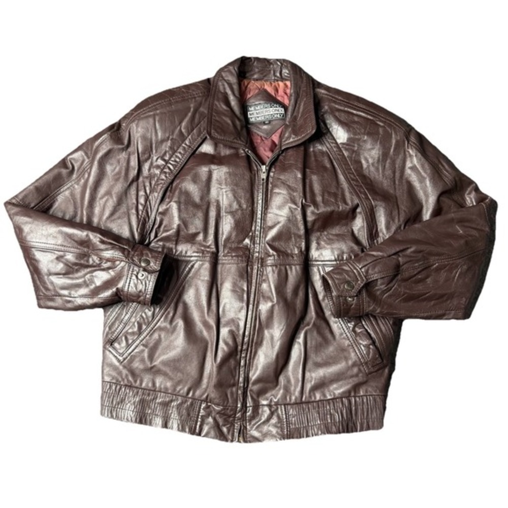 Vintage Members Only‎ Brown Leather Bomber Jacket Mens Size 40 Classic Style
